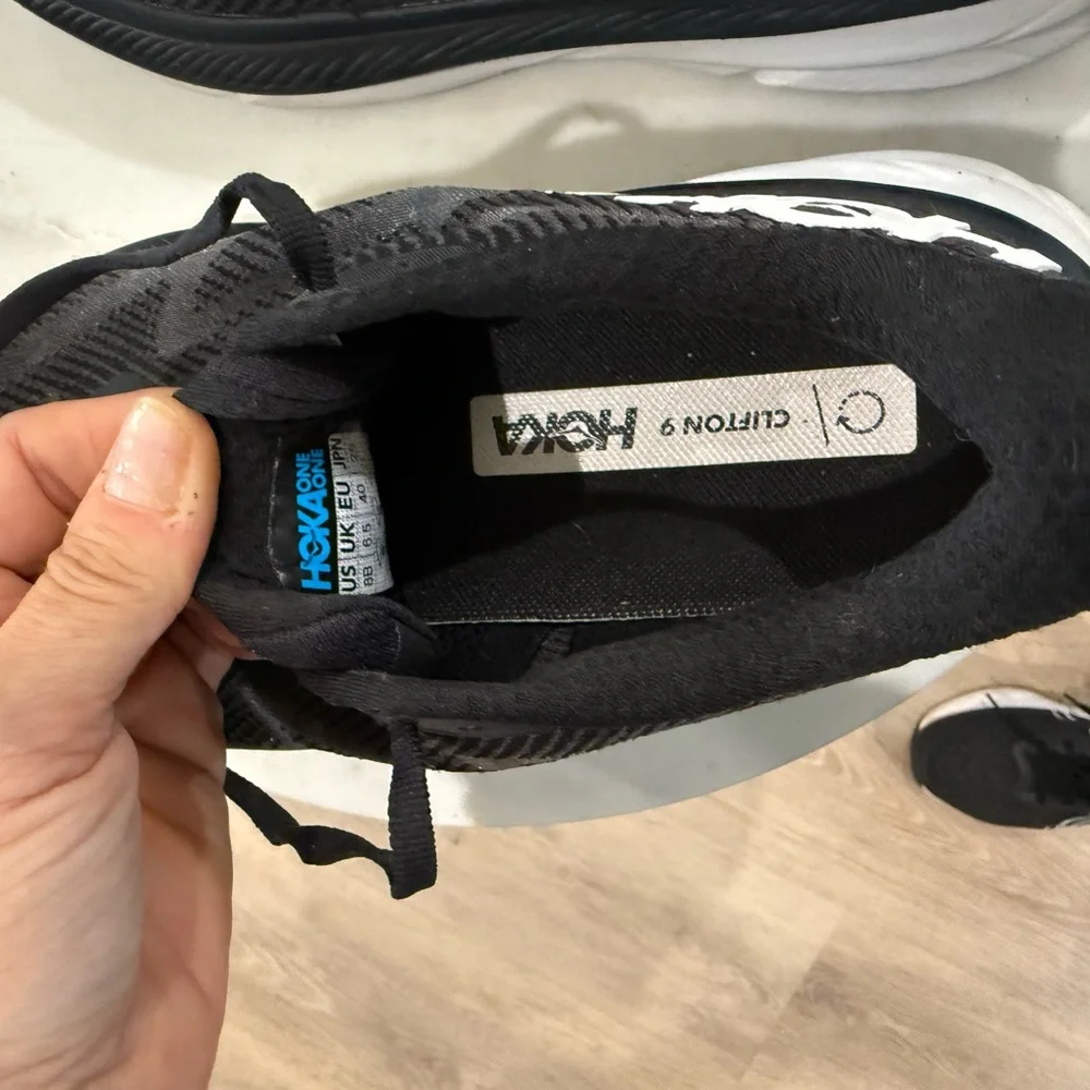 Hoka Black and White Women's Running Shoes Size 8